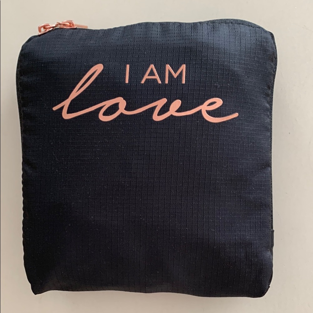 I Am Love Black Fold Up Duffel Bag